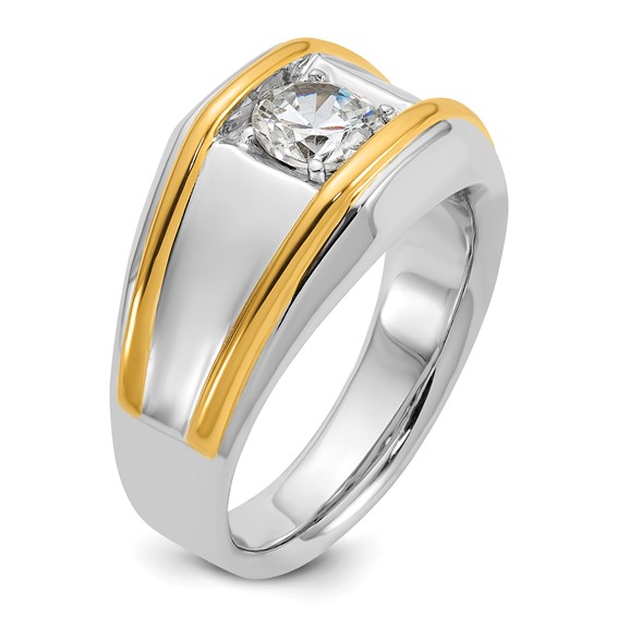 IBGoodman 14k Two-tone 1 carat Lab Grown Diamond VS/SI+ G+ Complete Polished Men's Solitaire Ring