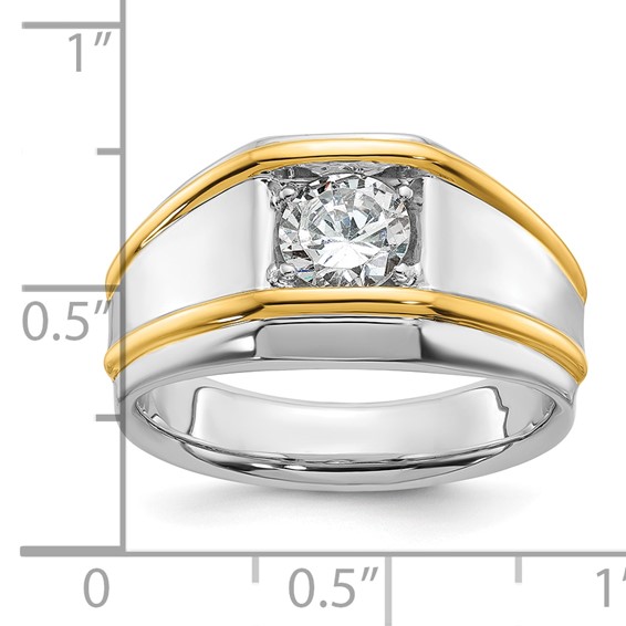 IBGoodman 14k Two-tone 1 carat Lab Grown Diamond VS/SI+ G+ Complete Polished Men's Solitaire Ring