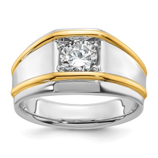 IBGoodman 14k Two-tone Men's Polished 1 Carat AA Quality Diamond Solitaire Ring