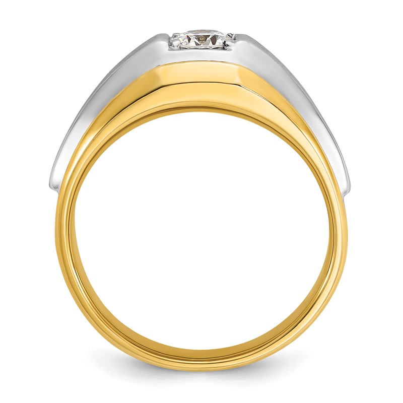 IBGoodman 14k Two-tone 3/8 carat Lab Grown Diamond VS/SI+ G+ Complete Polished and Satin Men's Ring
