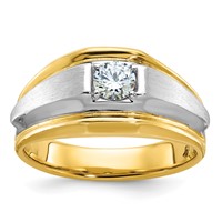 IBGoodman 14K Two-tone 0.38 Carat Lab Grown Diamond VS SI+ G+ Complete Polished and Satin Men's Ring view 1