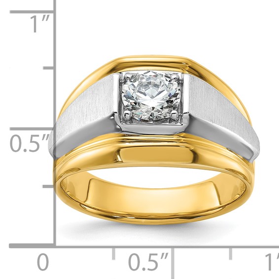 IBGoodman 14k Two-tone 1 carat Lab Grown Diamond VS/SI+ G+ Complete Polished and Brushed Men's Band