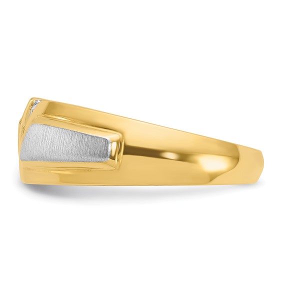 IBGoodman 14k Two-tone Men's Polished and Satin 3-Stone 1/5 Carat AA Quality Diamond Ring