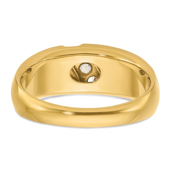 IBGoodman 14k Two-tone Men's Polished and Satin 3-Stone 1/5 Carat AA Quality Diamond Ring