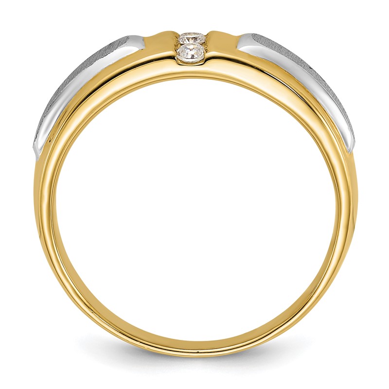 IBGoodman 14k Two-tone 1/8 carat Lab Grown Diamond VS/SI+ G+ Complete Polished and Satin Men's Three Stone Ring