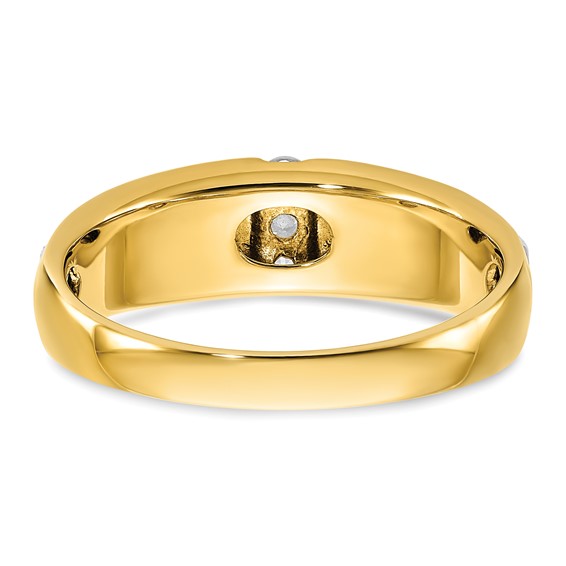 IBGoodman 14k Two-tone Men's Polished and Satin 3-Stone 1/8 Carat AA Quality Diamond Ring