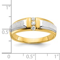 IBGoodman 14K Two-tone Polished and Satin Men's Three Stone Ring Mounting view 3