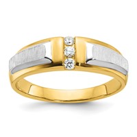 IBGoodman 14K Two-tone Polished and Satin Men's Three Stone Ring Mounting view 1