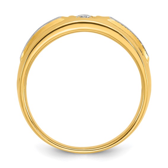 10k Two-tone IBGoodman Men's Polished and Satin Diamond Ring Mounting