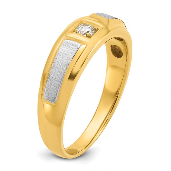 10k Two-tone IBGoodman Men's Polished and Satin Diamond Ring Mounting