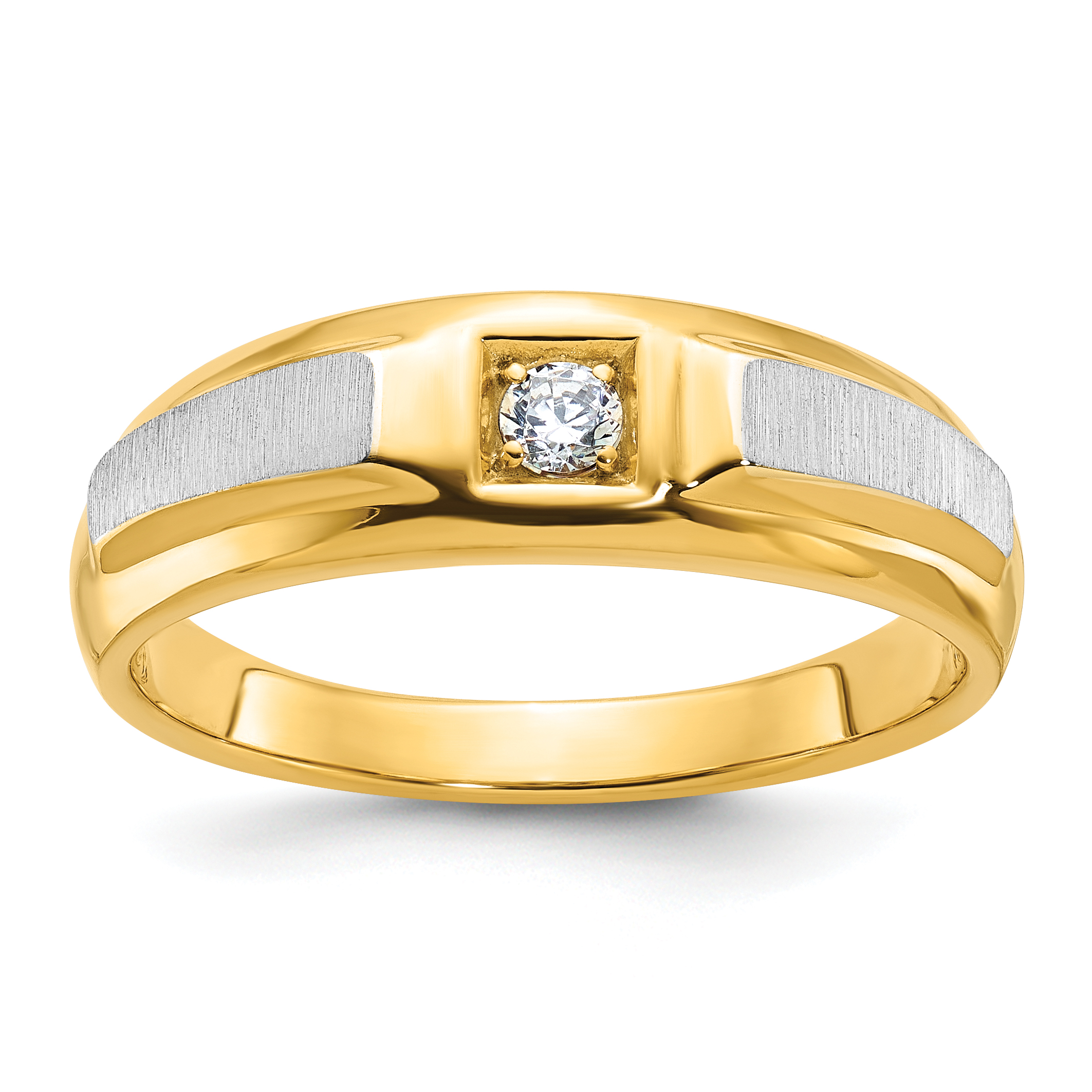 10k Two-tone IBGoodman Men's Polished and Satin Diamond Complete Ring (B63234-0YWA)