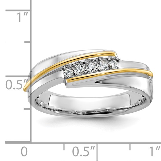 IBGoodman 14k Two-tone Men's Polished 5-Stone 1/6 Carat AA Quality Diamond Ring