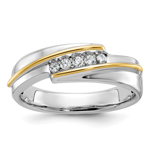 IBGoodman 14K Two-tone 0.17 Carat Lab Grown Diamond VS SI+ G+ Complete Polished Men's Five Stone Ring