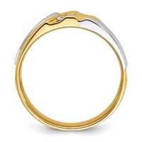 IBGoodman Two-tone 0.17 Carat Lab Grown Diamond VS SI+ G+ Complete Polished Satin and Grooved Men's Ring view 2