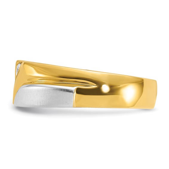 IBGoodman Two-tone 1/6 carat Lab Grown Diamond VS/SI+ G+ Complete Polished Satin and Grooved Men's Ring