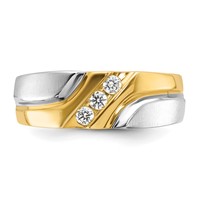 IBGoodman Two-tone 0.17 Carat Lab Grown Diamond VS SI+ G+ Complete Polished Satin and Grooved Men's Ring view 4