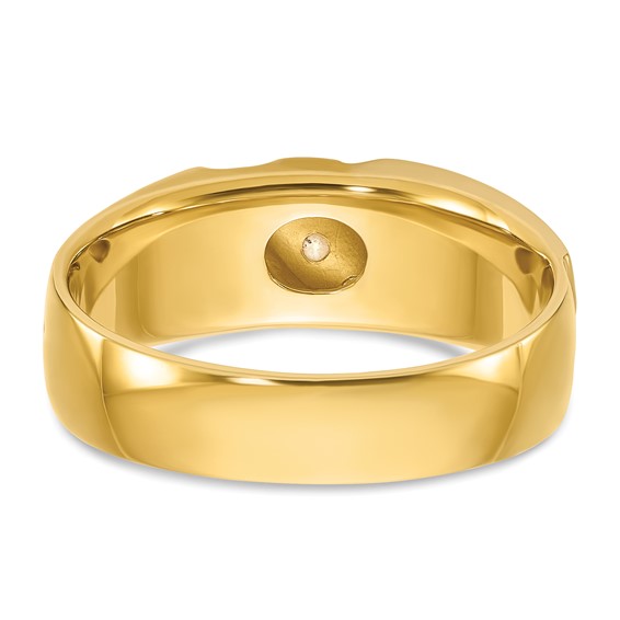 IBGoodman Two-tone 1/6 carat Lab Grown Diamond VS/SI+ G+ Complete Polished Satin and Grooved Men's Ring