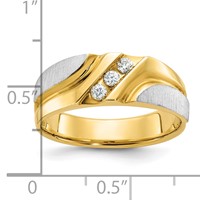 IB Goodman Two-tone Polished Satin and Grooved Mens 3-Stone Ring Mounting view 3