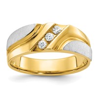 IBGoodman Two-tone 0.17 Carat Lab Grown Diamond VS SI+ G+ Complete Polished Satin and Grooved Men's Ring view 1