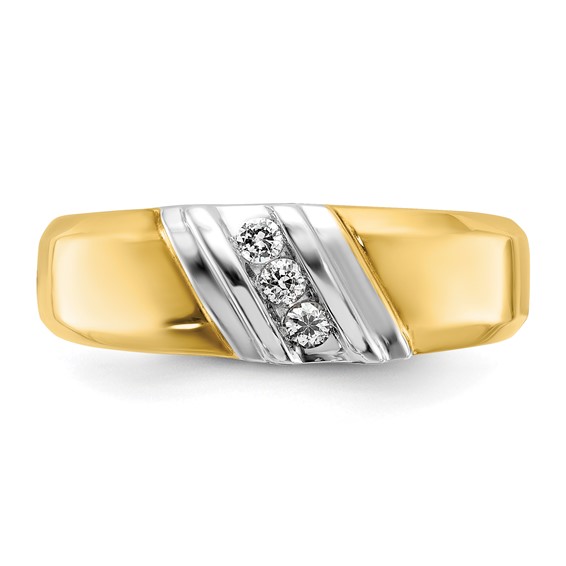 IBGoodman 14k Two-tone 1/6 carat Lab Grown Diamond VS/SI+ G+ Complete Polished Men's Ring