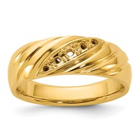 IBGoodman 14K with White Rhodium Polished and Grooved Men's Ring Mounting view 1