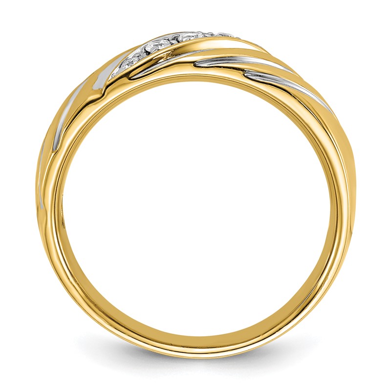 IBGoodman 14k with White Rhodium 1/6 carat Lab Grown Diamond VS/SI+ G+ Complete Polished and Grooved Men's Ring