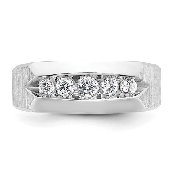 10k White Gold IBGoodman Men's Polished & Satin 5-Stone Ring Mounting