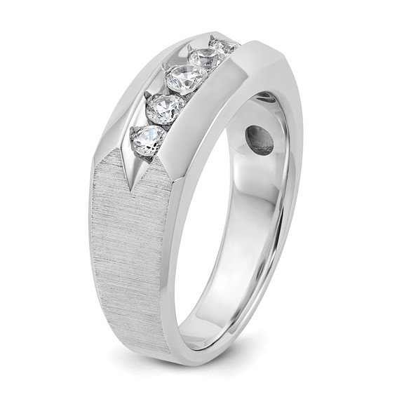10k White Gold IBGoodman Men's Polished & Satin 5-Stone Ring Mounting