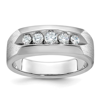 10k White Gold IBGoodman Men's Polished & Satin 5-Stone Ring Mounting
