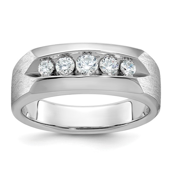 10k White Gold IBGoodman Men's Polished & Satin 5-Stone Ring Mounting