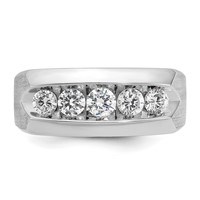 IBGoodman 14K White Gold 1 Carat Lab Grown Diamond VS SI+ G+ Five Stone Complete Polished and Satin Men's Ring view 4