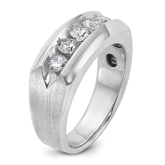 IBGoodman 14k White Gold 1 carat Lab Grown Diamond VS/SI+ G+ Five Stone Complete Polished and Satin Men's Ring