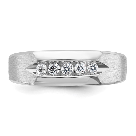 10k White Gold IBGoodman Men's Polished & Satin 5-Stone Ring Mounting