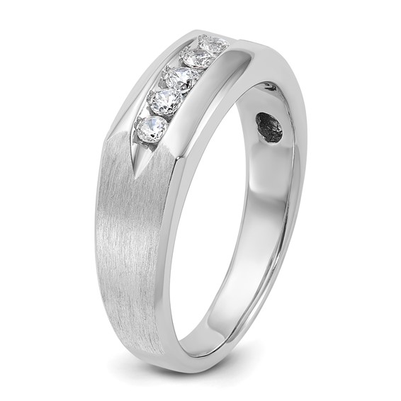 10k White Gold IBGoodman Men's Polished & Satin 5-Stone Ring Mounting