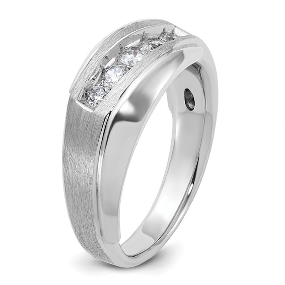 IB Goodman 14k White Gold Mens Polished and Satin 5-Stone Ring Mounting