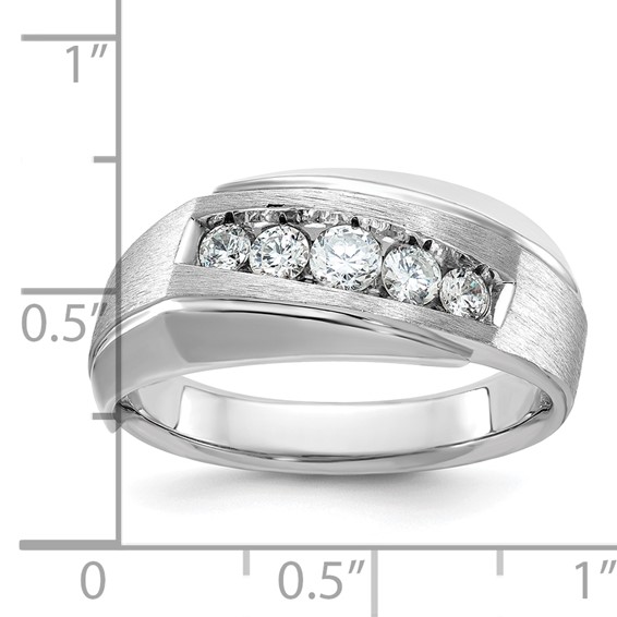 IB Goodman 14k White Gold Mens Polished and Satin 5-Stone Ring Mounting