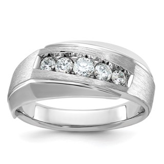 IB Goodman 14k White Gold Mens Polished and Satin 5-Stone Ring Mounting