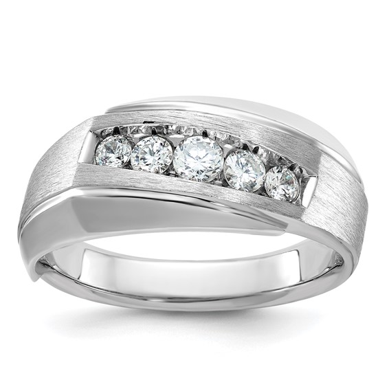 IB Goodman 14k White Gold Mens Polished and Satin 5-Stone Ring Mounting