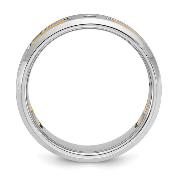 IBGoodman 14k Two-tone 1/6 carat Lab Grown Diamond VS/SI+ G+ Polished and Satin Cut-Out Three Stone Complete Men's Ring