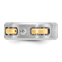 IBGoodman 14K Two-tone 0.17 Carat Lab Grown Diamond VS SI+ G+ Polished and Satin Cut-Out Three Stone Complete Men's Ring view 3