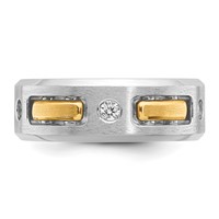 IBGoodman 14K Two-tone 0.17 Carat Lab Grown Diamond VS SI+ G+ Polished and Satin Cut-Out Three Stone Complete Men's Ring view 4