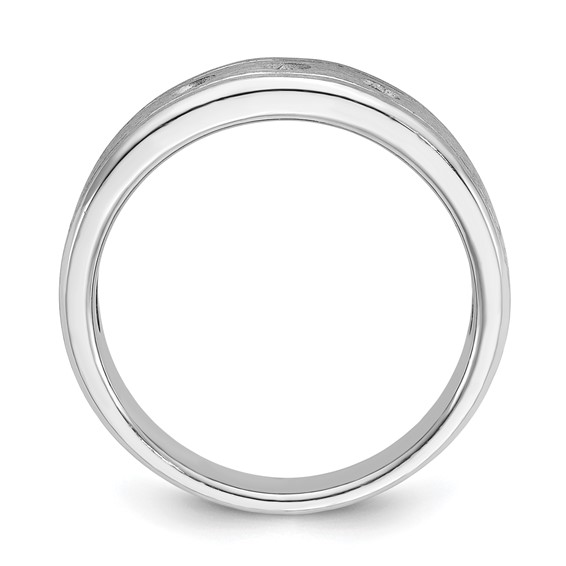 IB Goodman 14k White Gold Mens Polished/Antiqued/Satin 1/6 carat Diamond 3-Stone Complete Ring