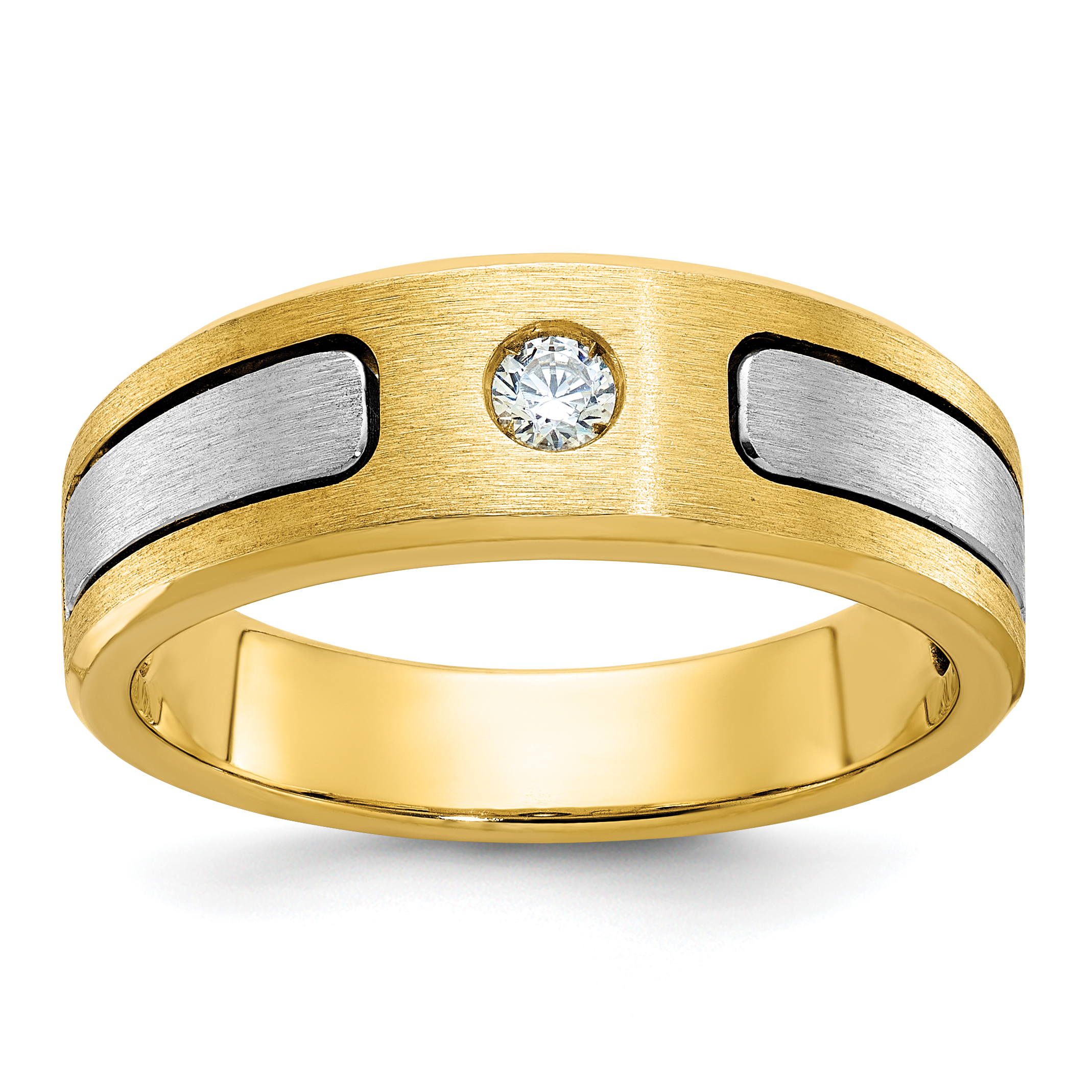 10k Two-tone IBGoodman Men's Polished and Satin Diamond Complete Ring (B63320-0YWA)