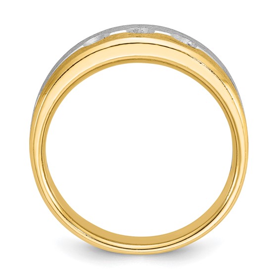 IB Goodman 14k Two-tone Mens Polished and Satin 1/4 carat Diamond 3-Stone Complete Ring