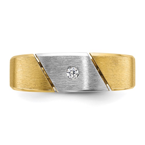 IB Goodman 14k Two-tone Mens Polished and Satin 1/20 carat Diamond Complete Ring