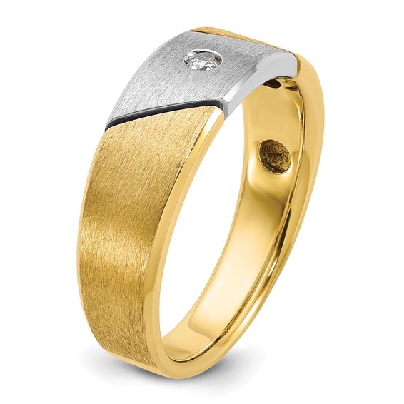 IB Goodman 14k Two-tone Mens Polished and Satin 1/20 carat Diamond Complete Ring