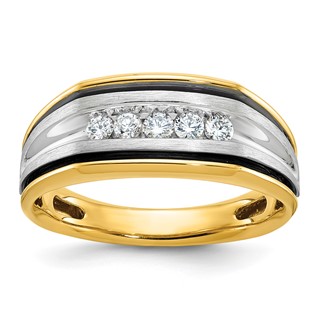 10k Two-tone IBGoodman Men's w/Black Rhodium Diamond Complete Ring