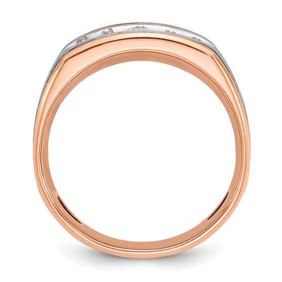 10k White/Rose Gold IBGoodman Men's Polished/Satin 5-Stone Ring Mtg