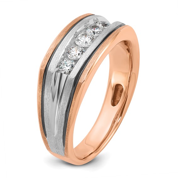10k White/Rose Gold IBGoodman Men's Polished/Satin 5-Stone Ring Mtg