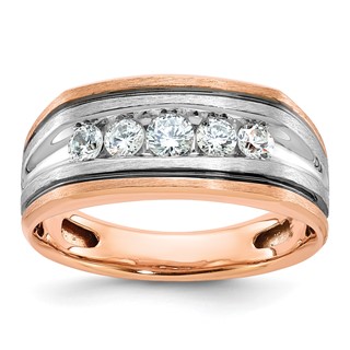 10k White/Rose Gold IBGoodman Men's Polished/Satin 5-Stone Ring Mtg